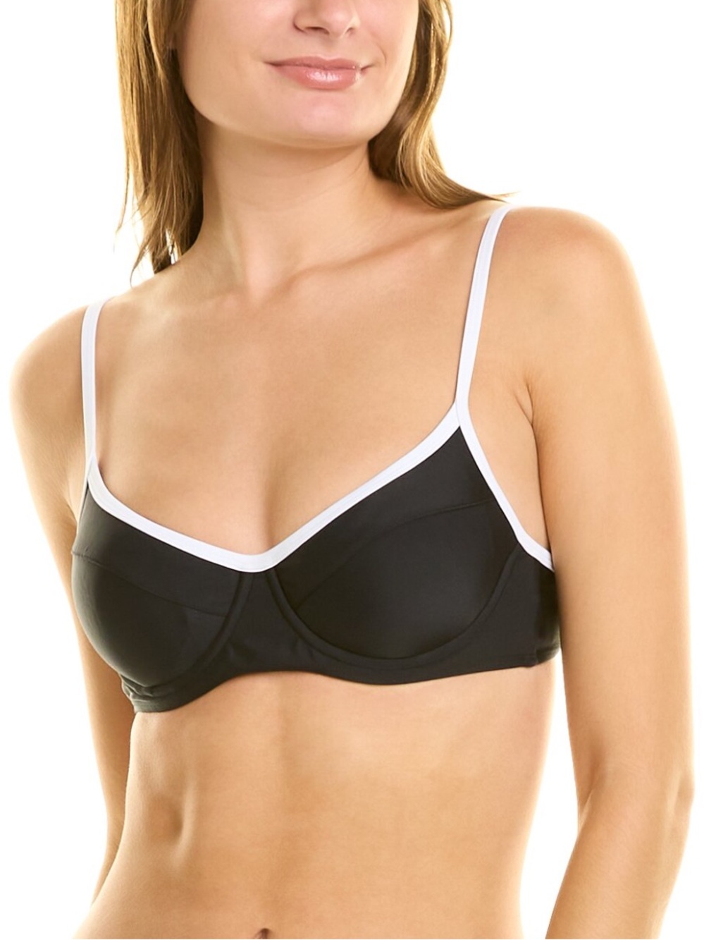 SONYA Black & White Contrast Bikini Top — Women Swim Bikinis